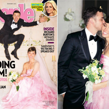 Jessica Biel usa vestido rosa para se casar com Justin Timberlake